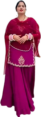 AHJANANDTEX Women Ethnic Top Sharara Dupatta Set