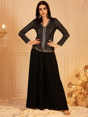 INDO STREET Women Ethnic Top Palazzo Set