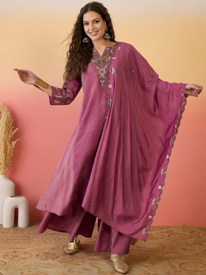 Sangria Women Kurta Palazzo Dupatta Set