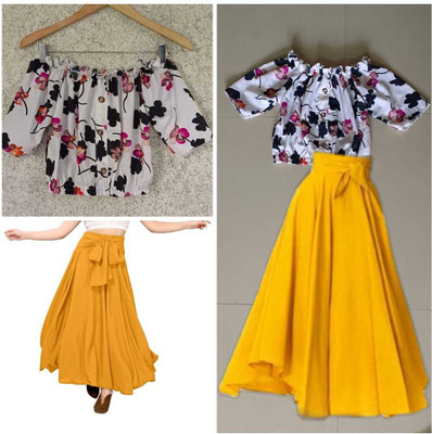 DHYEY CREATION Women Crop Top Skirt Set