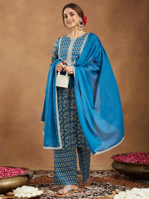 Janasya Women Kurti Pant Dupatta Set