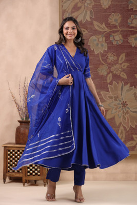 Tasrika Solid Anarkali Kurta, Bottom & Dupatta Set