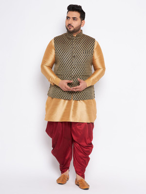 VASTRAMAY PLUS Men Kurta Dhoti Ethnic Jacket Set