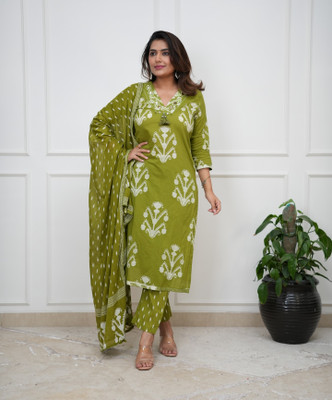 PILUDI HOUSE Floral Print Kurta, Salwar & Dupatta Set