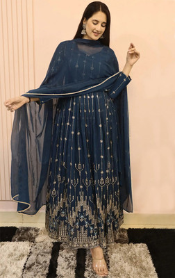 Dhayansh Enterprise Flared/A-line Gown(Blue)