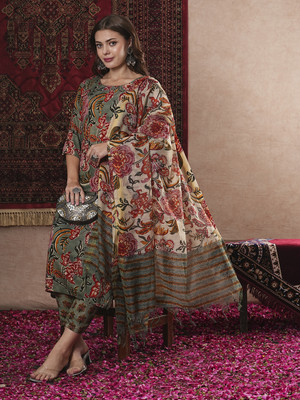 Tasrika Printed Kurta, Trouser/Pant & Dupatta Set