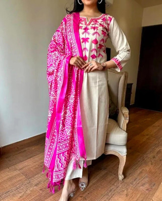 QUNEY Women Kurti Pant Dupatta Set