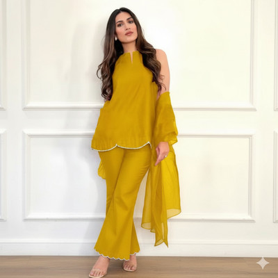 ROKKLIKE Women Kurta Palazzo Dupatta Set