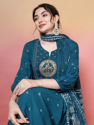 KIMAYRA Women Kurta Palazzo Dupatta Set