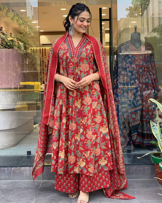 FADIFY FASHION Printed Kurta, Palazzo & Dupatta Set