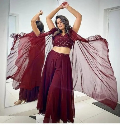 HouseOfCommon Women Ethnic Top Sharara Dupatta Set