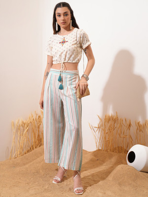 Vishudh Women Crop Top Pant Set