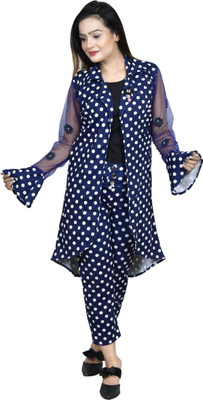 MYKUKI Women Ethnic Top Pant Ethnic Jacket Set