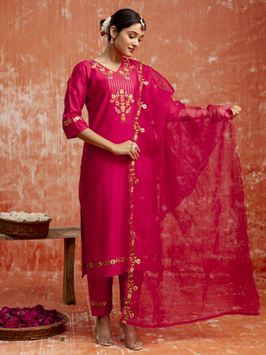 VredeVogel Embroidered Kurta, Trouser/Pant & Dupatta Set