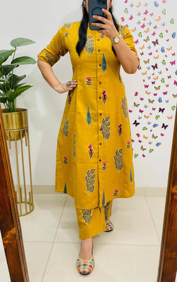 Galbaliya Women A-line Yellow Below Knee Dress
