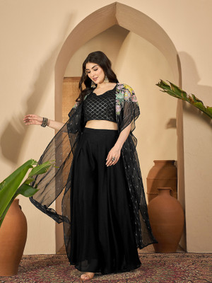 Sangria Women Crop Top Palazzo Set