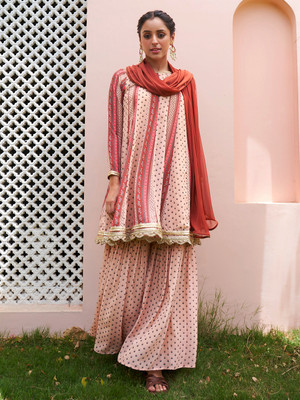 Janasya Women Kurta Sharara Dupatta Set