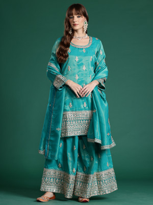 Indo Era Women Kurta Palazzo Dupatta Set