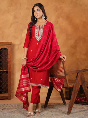 Janasya Women Kurta Pant Dupatta Set