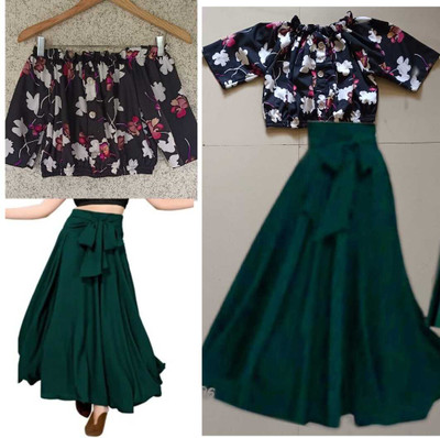 DHYEY CREATION Women Crop Top Skirt Set