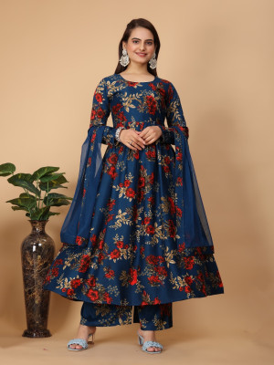 NAMO ENTERPRISE Floral Print Kurta, Palazzo & Dupatta Set