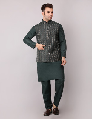 ADARNIYA Men Kurta Pyjama Ethnic Jacket Set