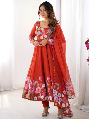 odette Women Ethnic Top Palazzo Dupatta Set