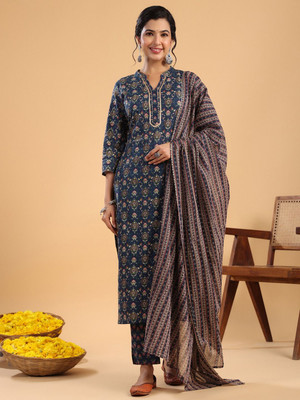 Janasya Women Kurta Pant Dupatta Set