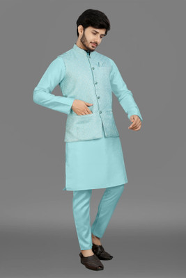 TRUST OUS Men Kurta Pyjama Ethnic Jacket Set