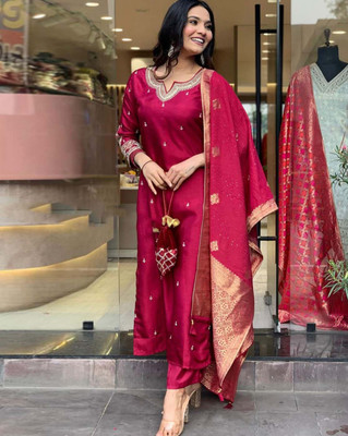 STAVROZ FASHION Embroidered Kurta, Trouser/Pant & Dupatta Set