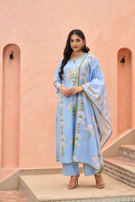 WOOMN Women Kurta Pant Attached Dupatta Set