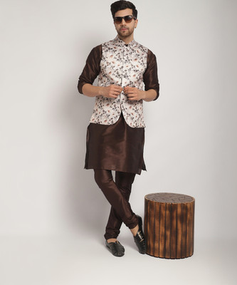 kaifoo Men Kurta Churidar Ethnic Jacket Set