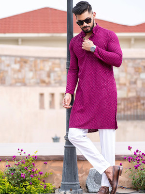 CRYSTALREVENUE Men Kurta Pyjama Set