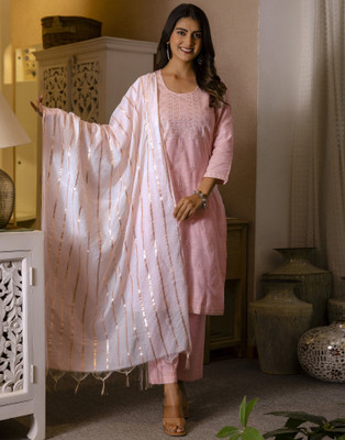Skylee Embellished, Embroidered, Woven, Self Design Kurta, Trouser/Pant & Dupatta Set