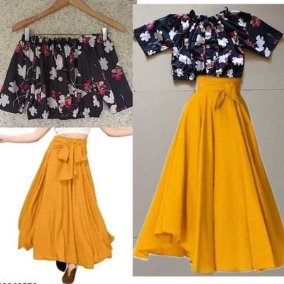 DHYEY CREATION Women Crop Top Skirt Set