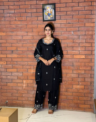 JAANIECOMMERCE Embroidered Anarkali Kurta, Bottom & Dupatta Set