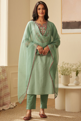 Anni Designer Embroidered Kurta, Palazzo & Dupatta Set