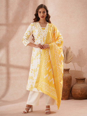 Fashor Women Kurta Palazzo Dupatta Set