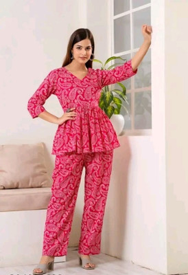SHANGUL Women Crop Top Pant Set