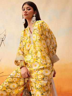 INDO STREET Women Ethnic Top Palazzo Set