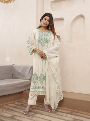 House of Pataudi Women Kurta Pant Dupatta Set