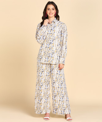 Rudraaksha Women Crop Top Palazzo Ethnic Jacket Set