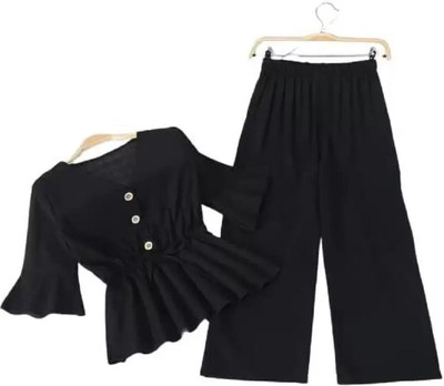 QNAM Women Crop Top Palazzo Set