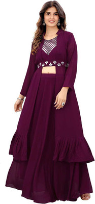 JANKI FASHION Women Crop Top Skirt Ethnic Jacket Set