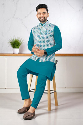 TRUST OUS Men Kurta Pyjama Ethnic Jacket Set