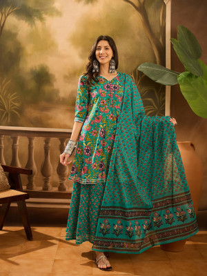 Sangria Women Kurta Palazzo Dupatta Set