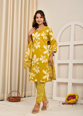 Attire Aura Embroidered, Printed Kurta, Trouser/Pant & Dupatta Set