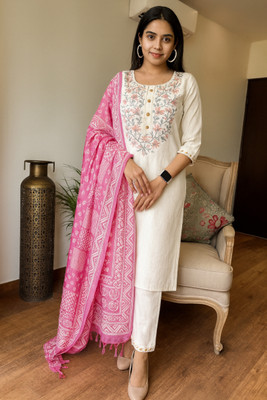 JIKRA JAIPUR Women Kurta Pant Dupatta Set