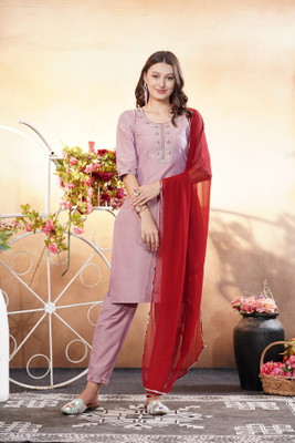 SILVER RABBIT Women Kurti Pant Dupatta Set