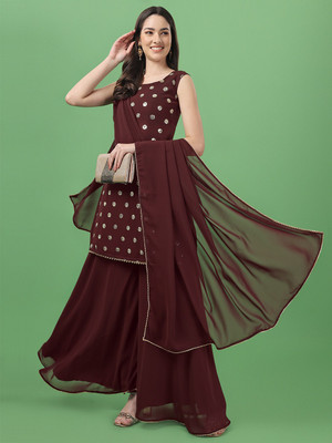 parrot creation Women Ethnic Top Sharara Dupatta Set